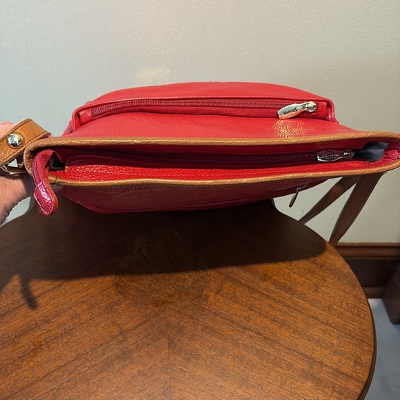 Valentina   Crossbody  shoulder bag, pebbled leather  holiday Red  goldtone HW - Picture 10 of 17